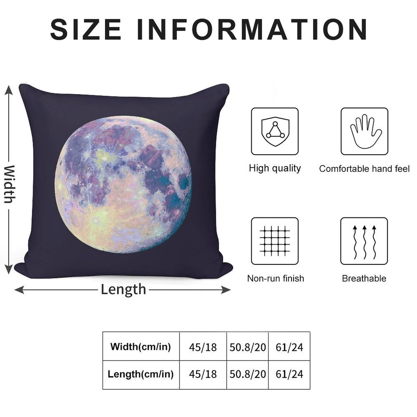 Moon Soft Hidden Zipper Throw Pillow