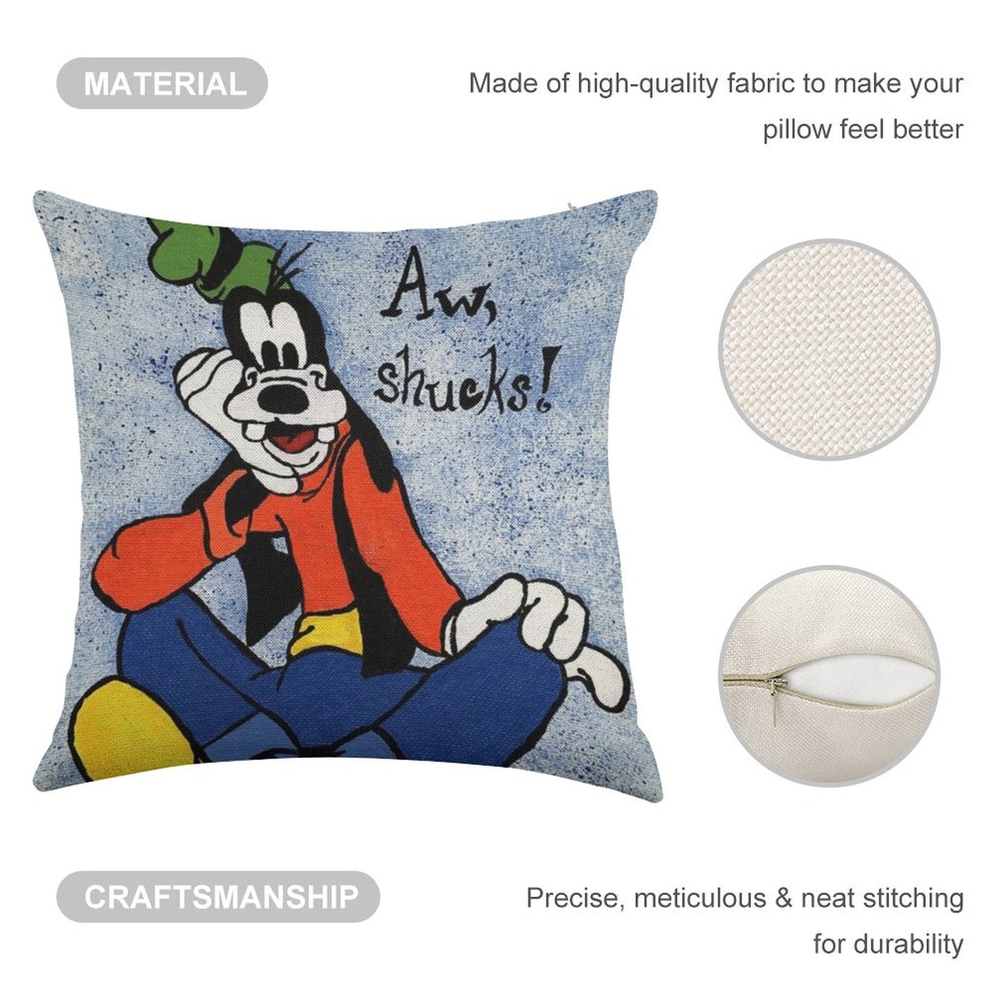 Goofy Painting Linen Throw Pillow Cover