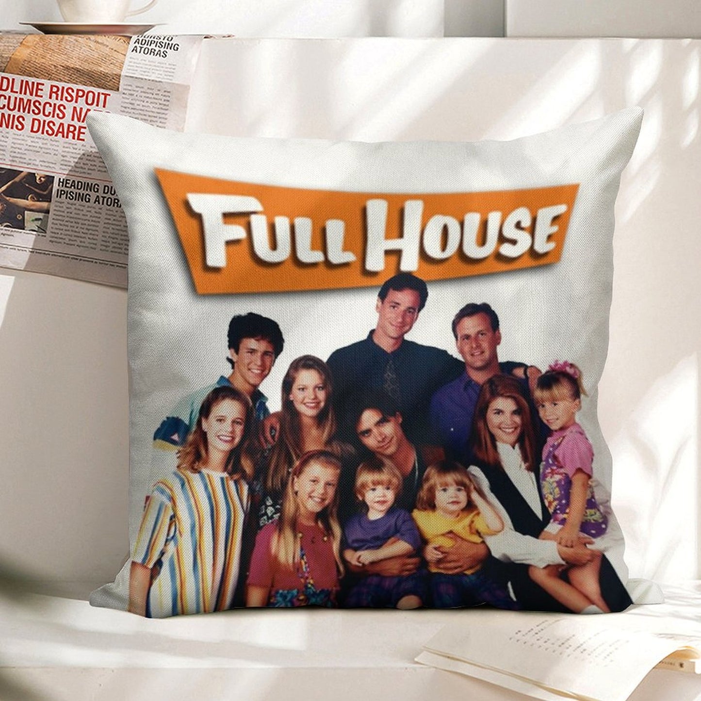 Full House Cast Linen Throw Pillow Cover