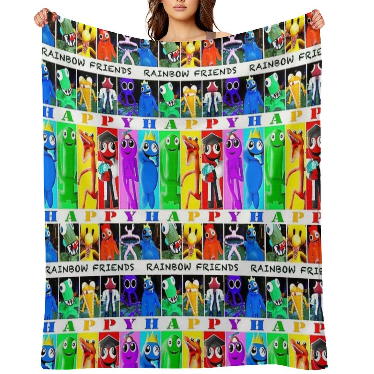 Rainbow Friends Happy Happy Throw Blanket