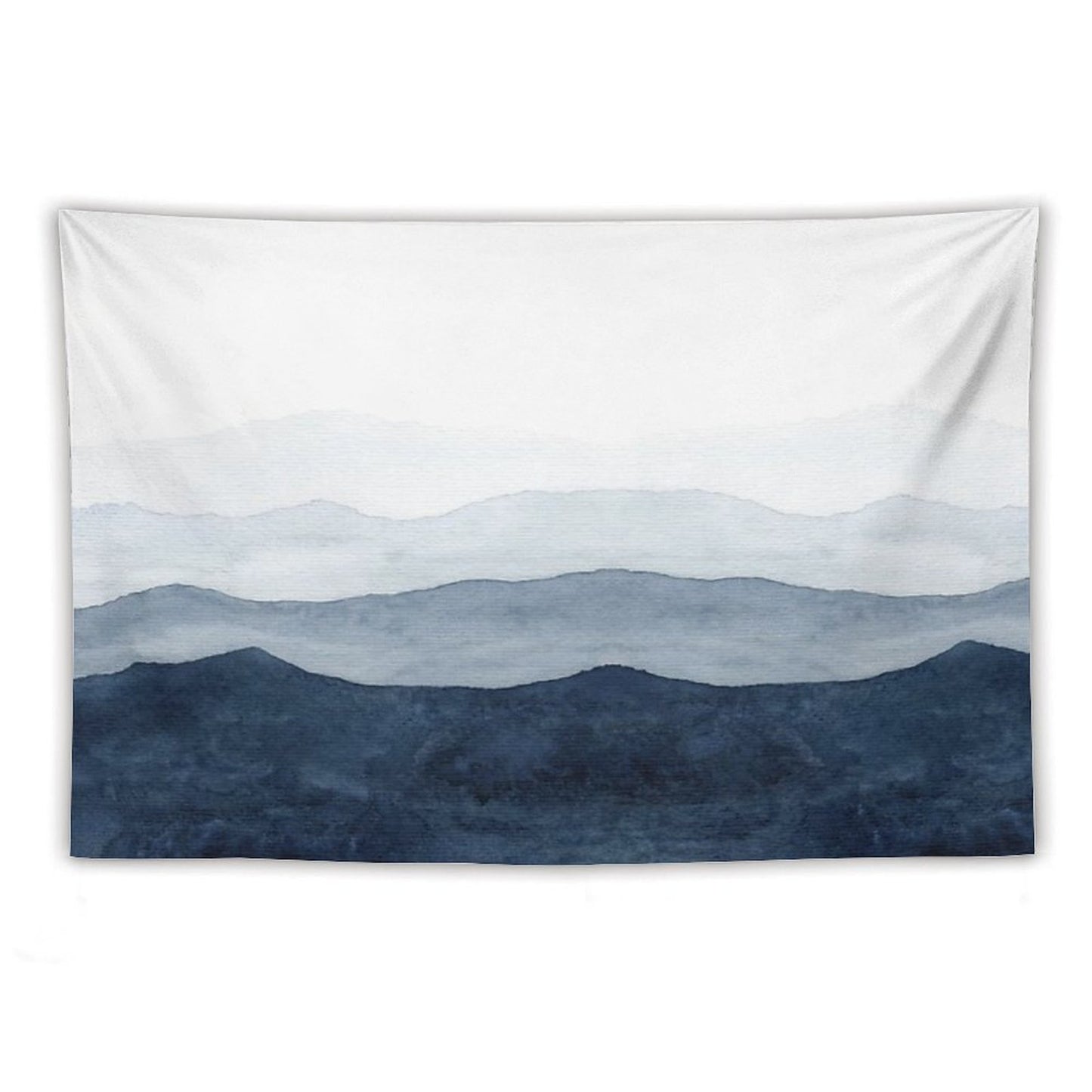 Mountains Ombre Indigo Abstract Watercolor Tapestry