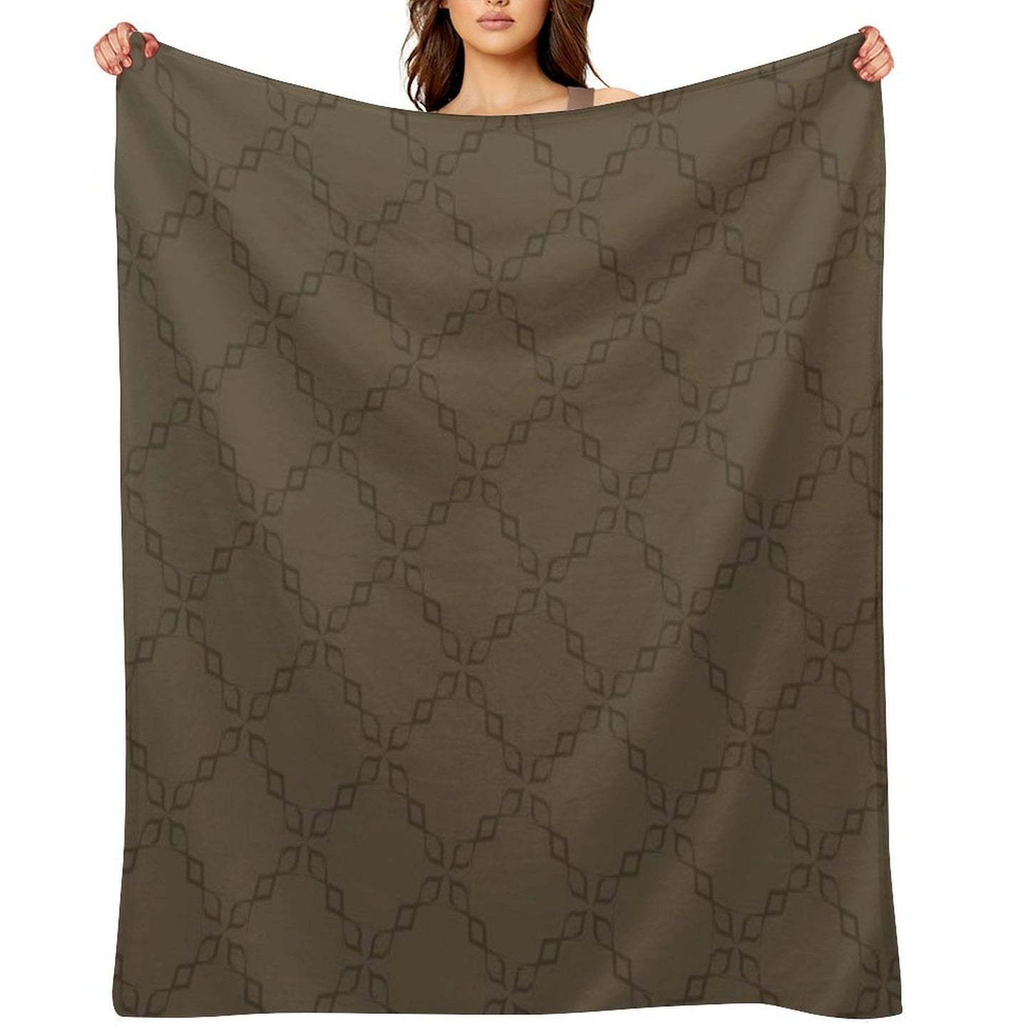 Circle Chain of Gray Mixed with Light Brown Throw Blanket
