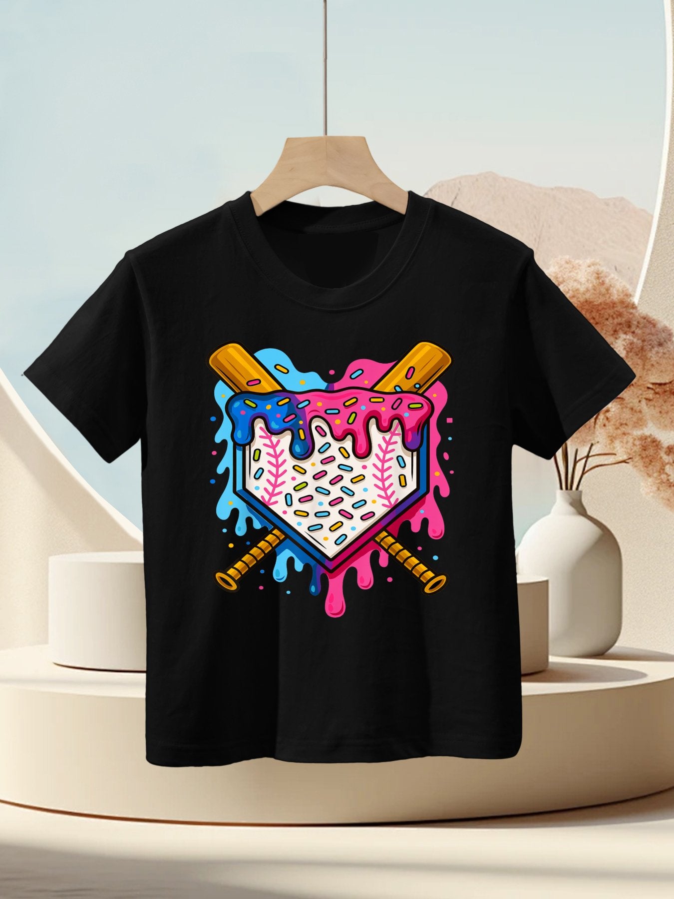 Baseball Boys Ice Cream Drip Baseball Kids T-Shirt