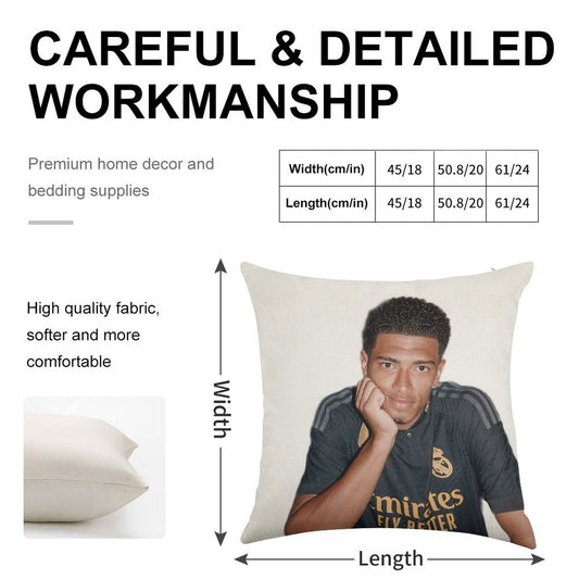 Jude Bellingham Linen Throw Pillow Cover
