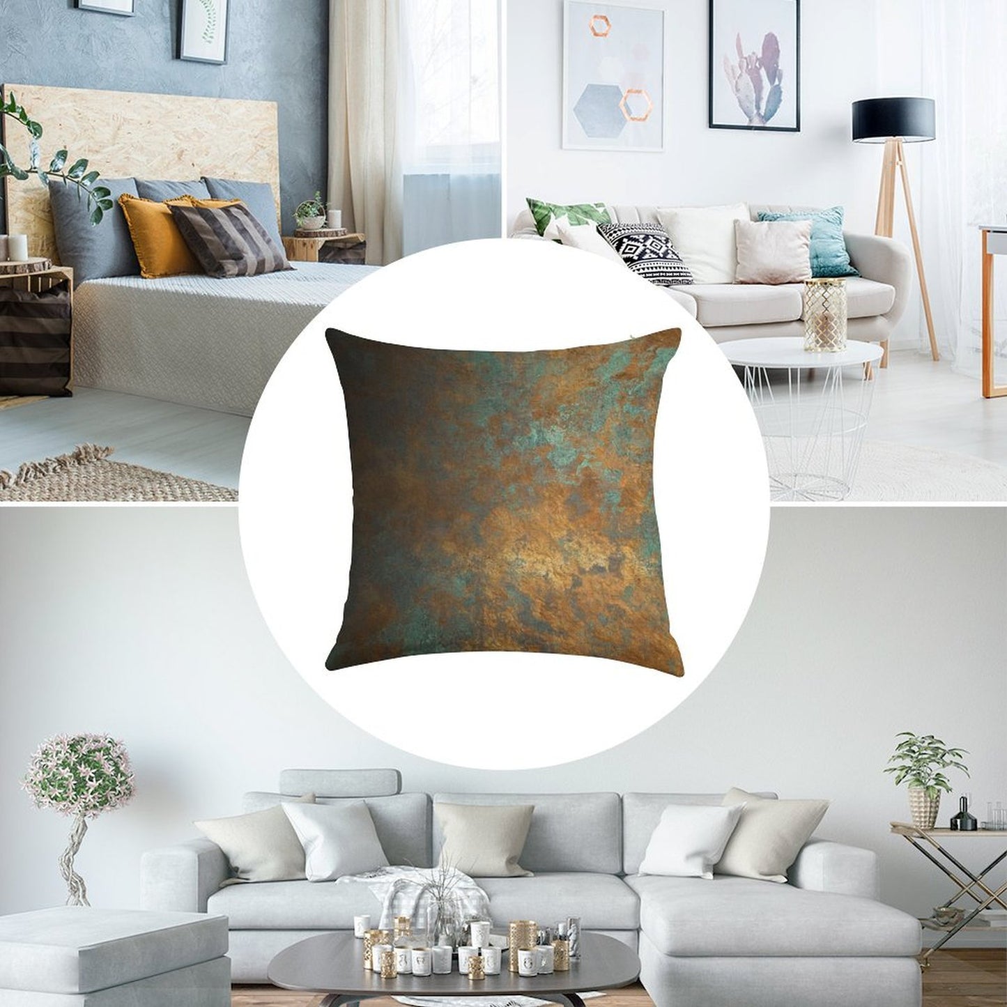 Oxidized Copper Linen Throw Pillow Cover