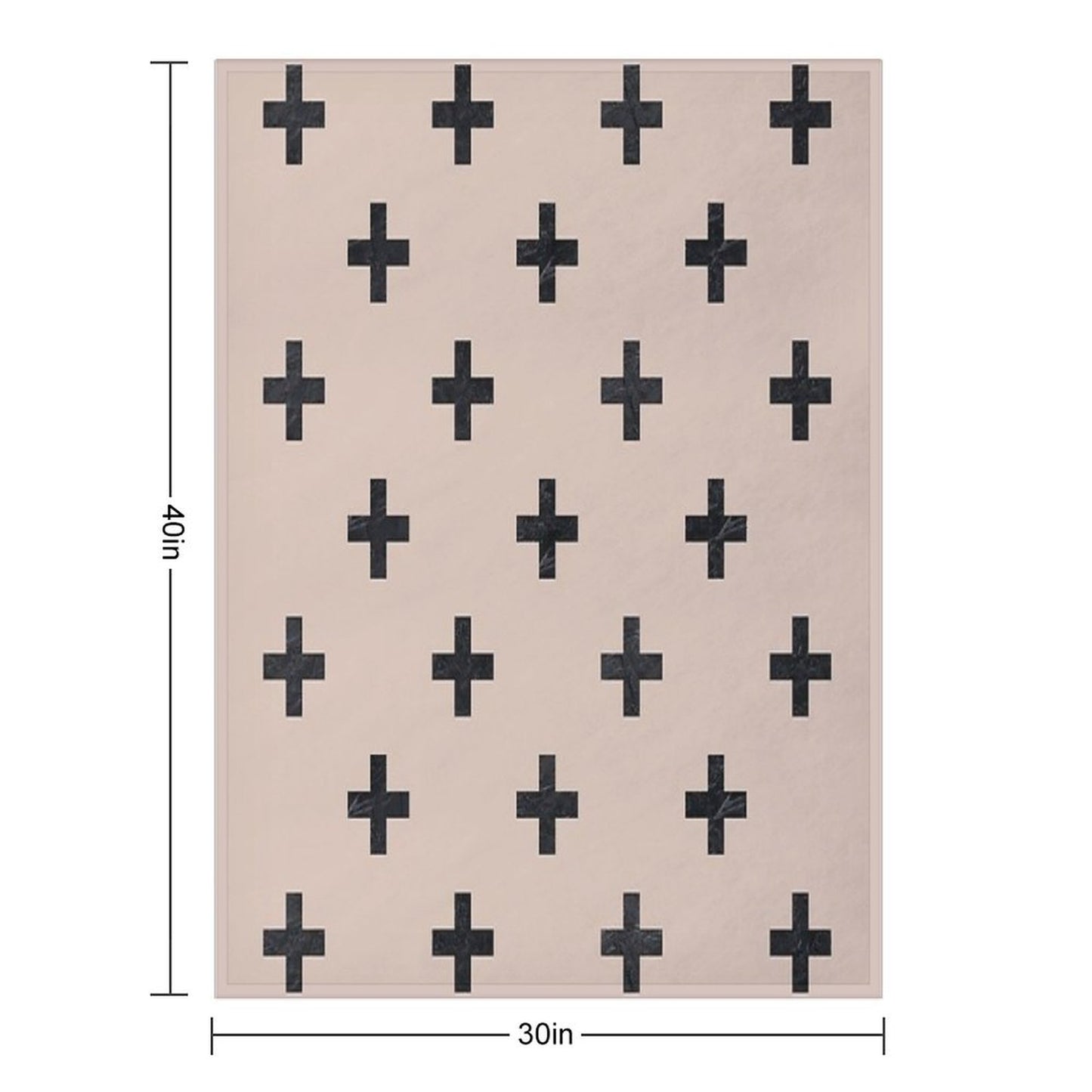 Beige And Black Textured Swiss Cross Pattern Throw Blanket