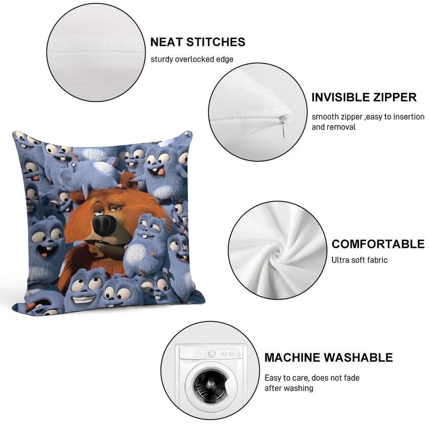 Grizzy And The Lemmings Soft Style Accent Throw Pillow