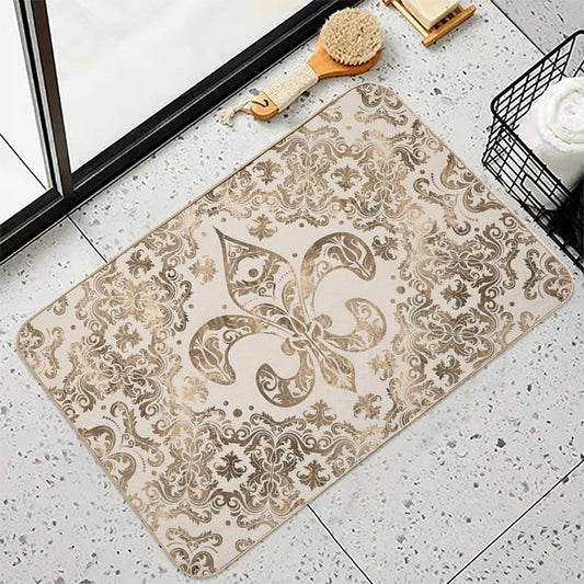 Fleur-de-lis Ornament - Pastel Gold Bath Mat