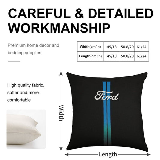 Retro Ford Stripes Linen Throw Pillow Cover