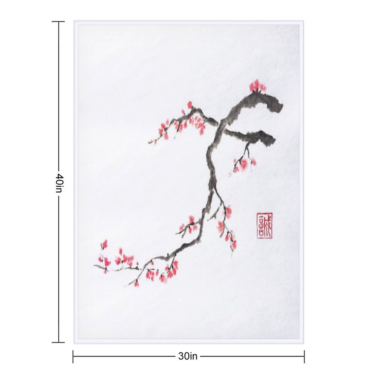Blushing Maid Sumi-e Painting Throw Blanket