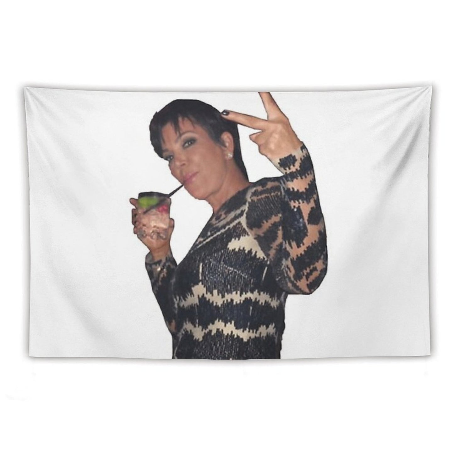 Kris Jenner Peace Sign Tapestry