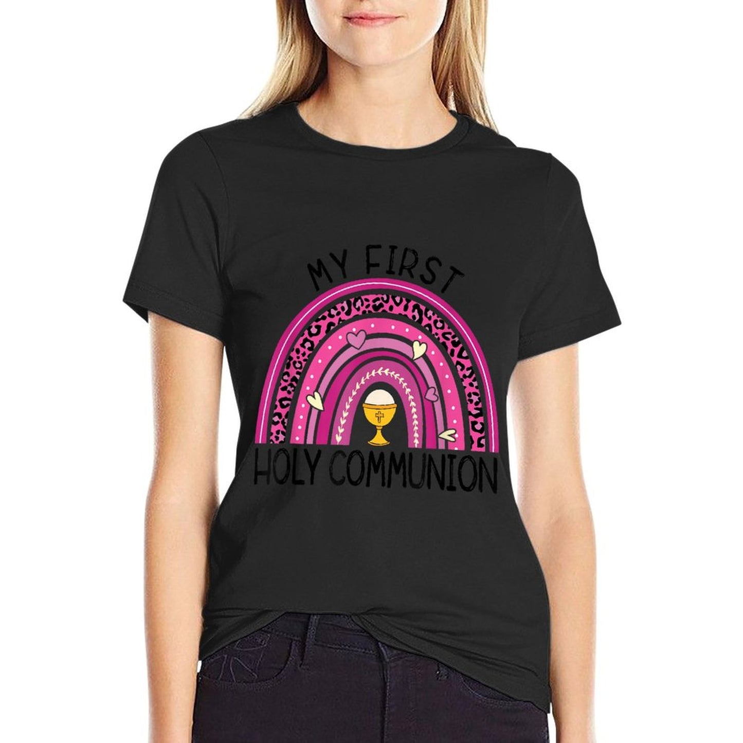 Rainbow My First Holy Communion Girl Church Religious T-Shirt