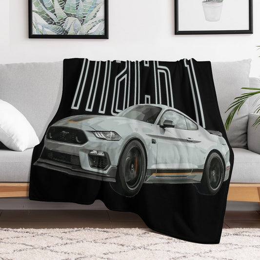 MACH 1 Mustang GT 5.0L V8 Performance Car Fighter Jet Gray Throw Blanket