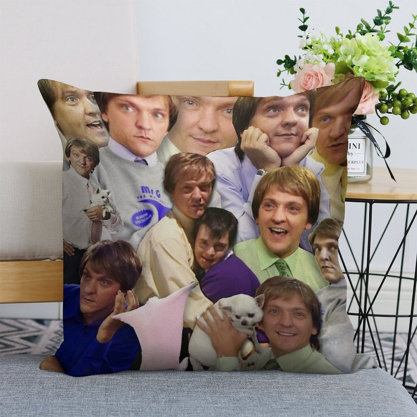 THE MANY MOODS OF MR G Linen Throw Pillow Cover