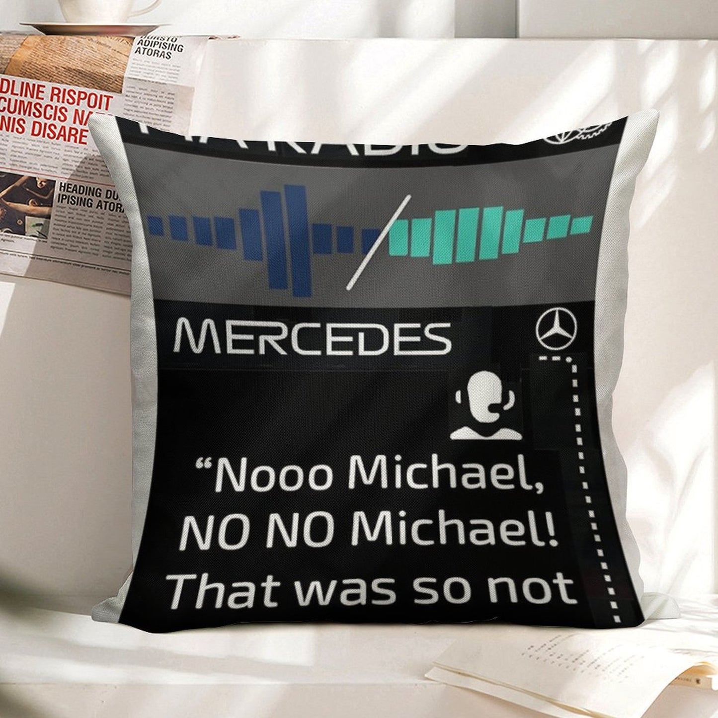 Toto Wolff Angry Team Radio Abu Dhabi 2021 Linen Throw Pillow Cover