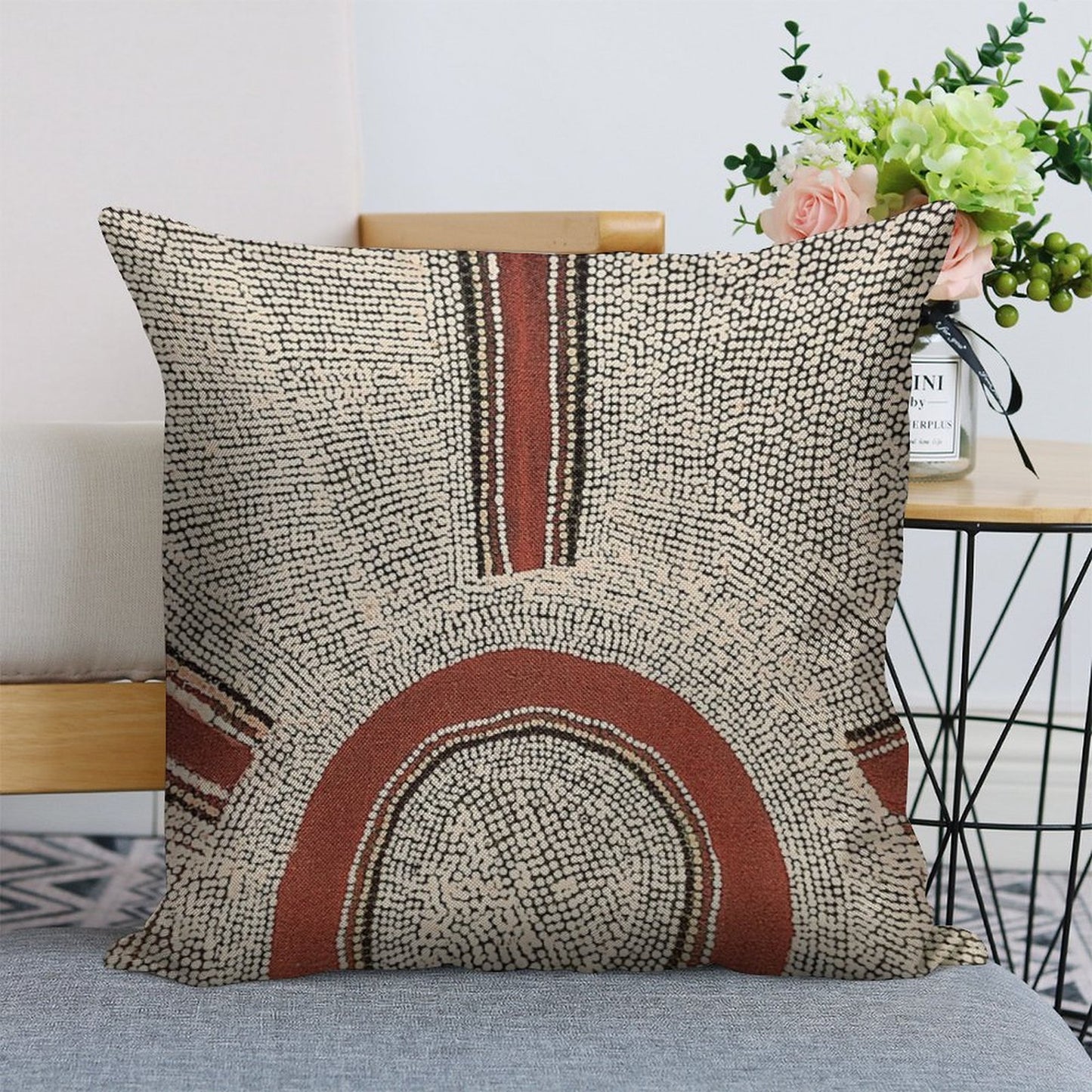 Awesome Aboriginal Dot Art Linen Throw Pillow Cover