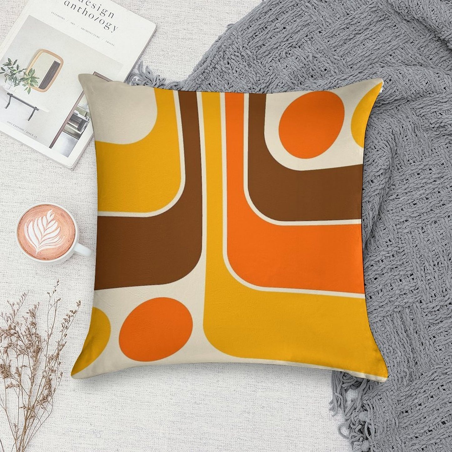 Retro Geometric Design 624 Soft Skin-Friendly Throw Pillow