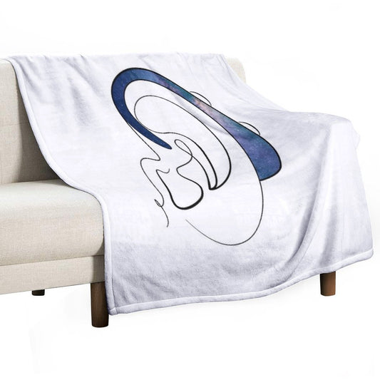 Copy of Hearing Aid Line Art with Blue Sky And Clouds Throw Blanket