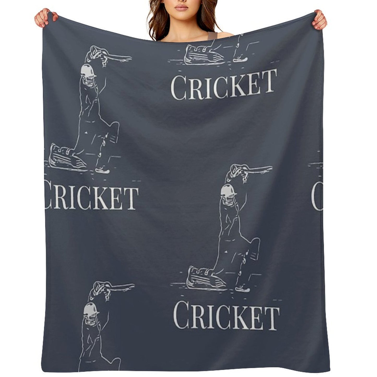 Cricket Batsman Cricketer Design Logo Style Throw Blanket