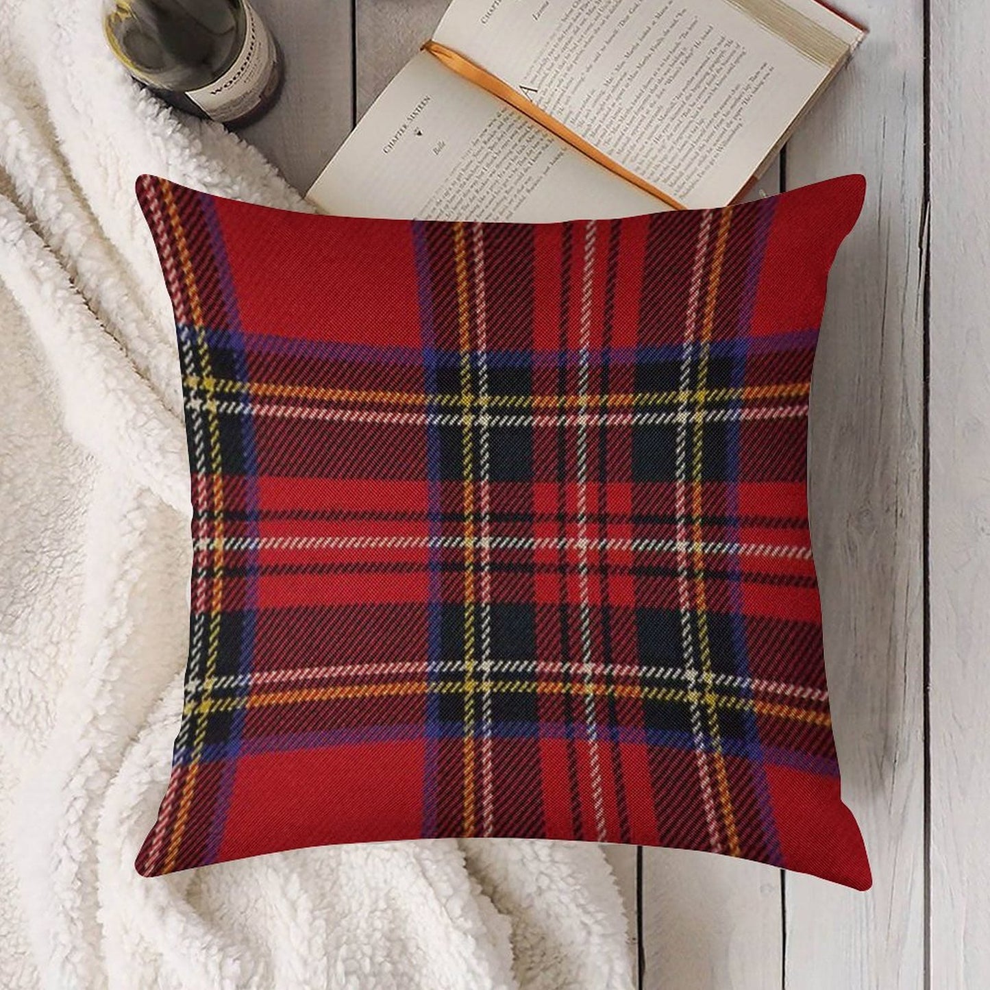 Traditional Royal Stewart Scottish Tartan Linen Throw Pillow Cover