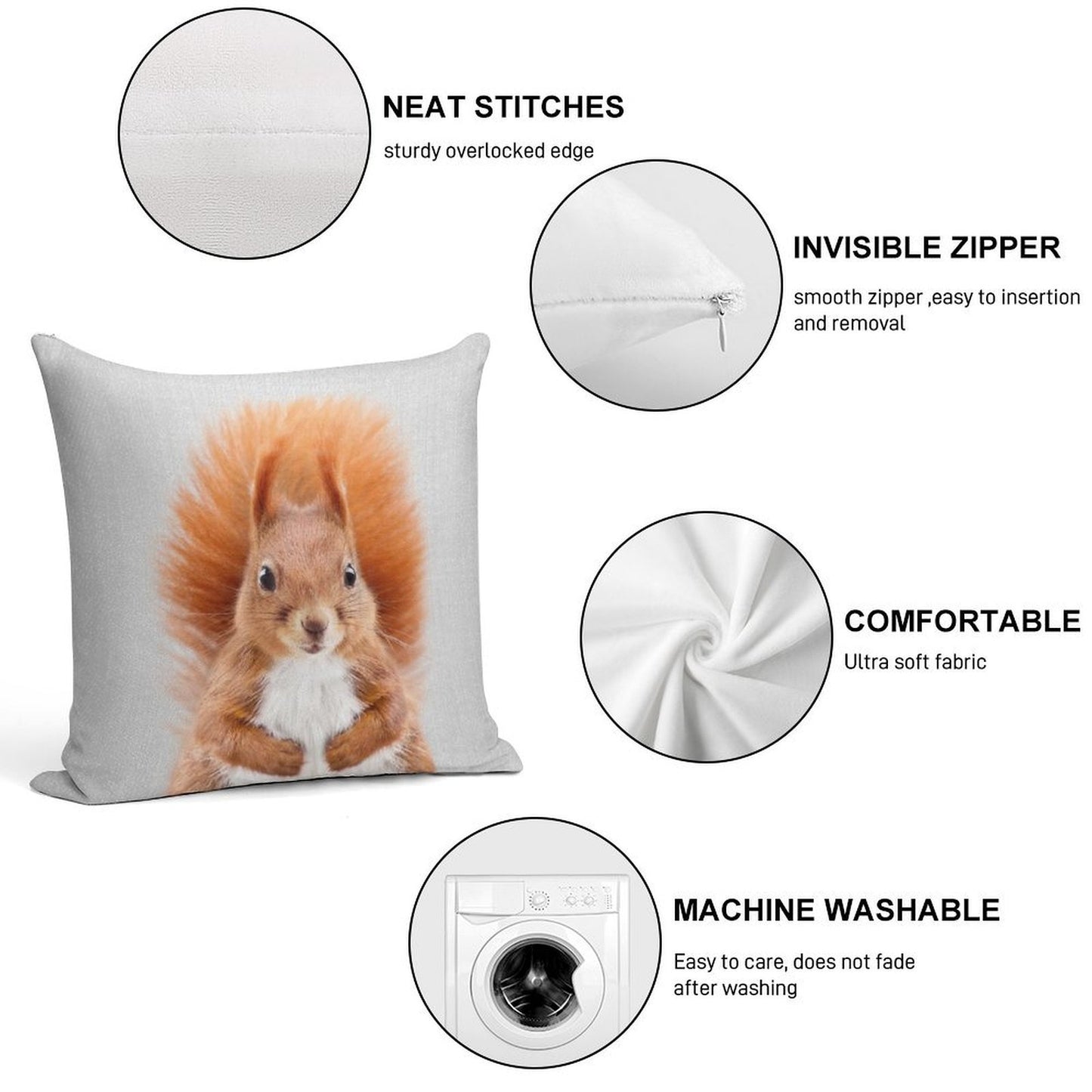 Squirrel 2 - Colorful Soft Style Accent Throw Pillow