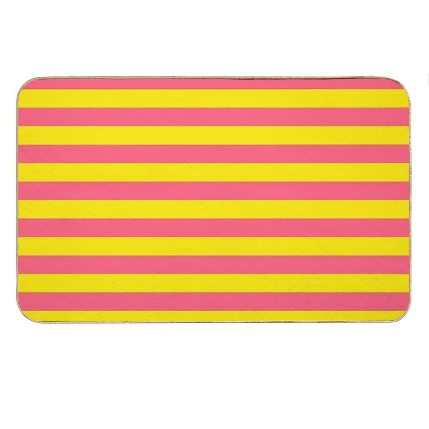 Yellow Pink Stripes Bath Mat