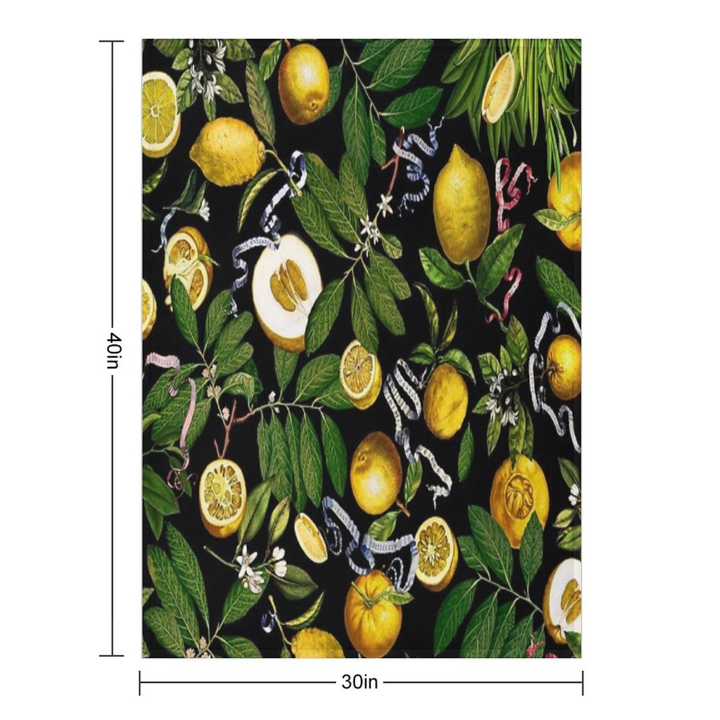 Lemon Tree - Black Throw Blanket