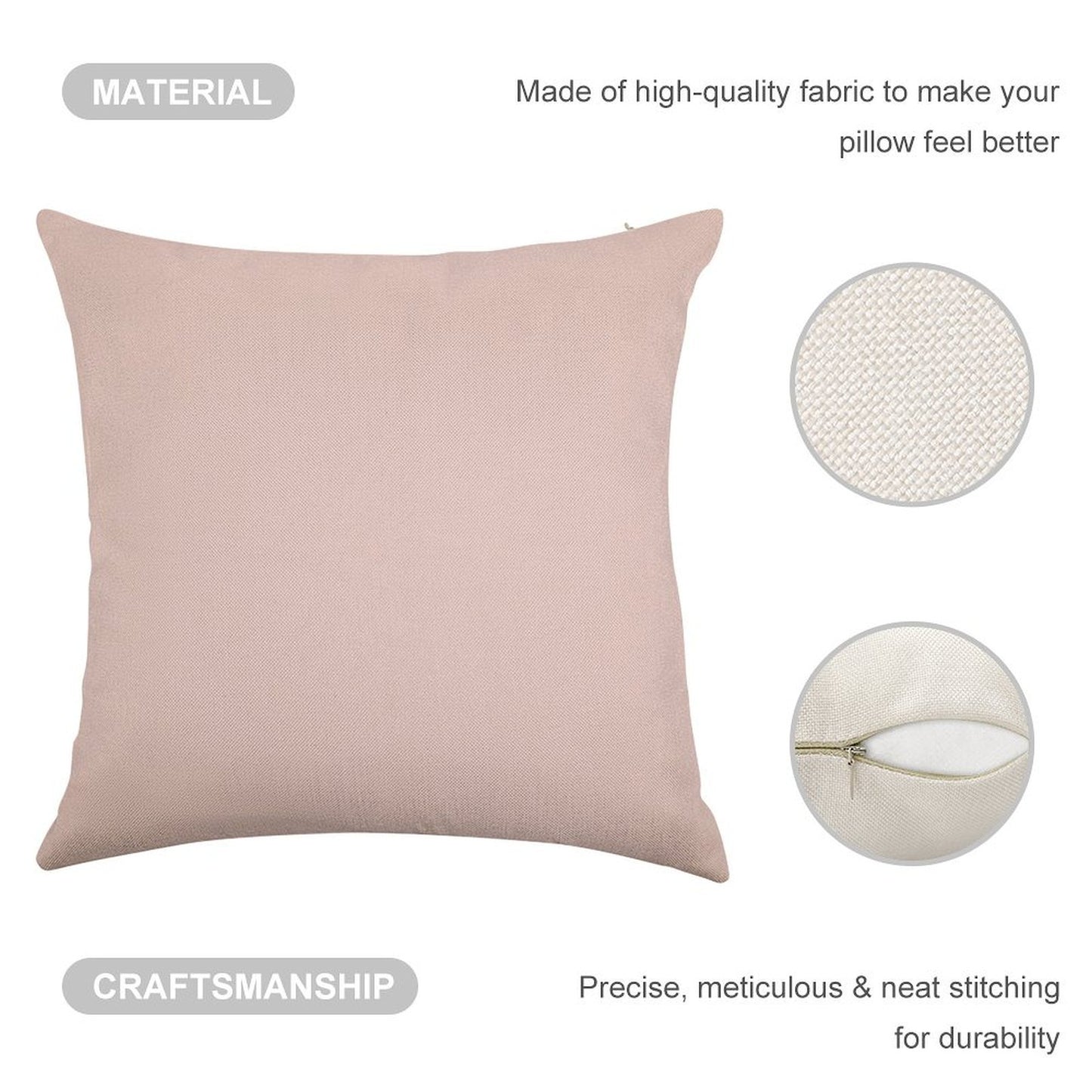 Blush Pink Solid Linen Throw Pillow Cover