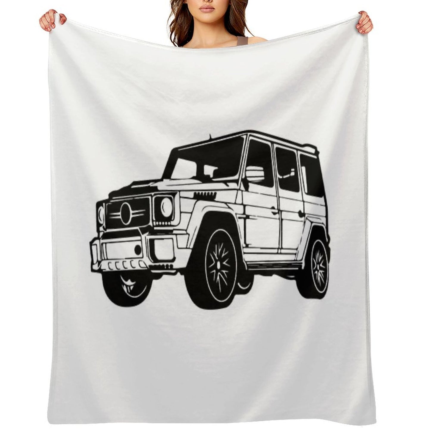 Mercedes G Class White Throw Blanket