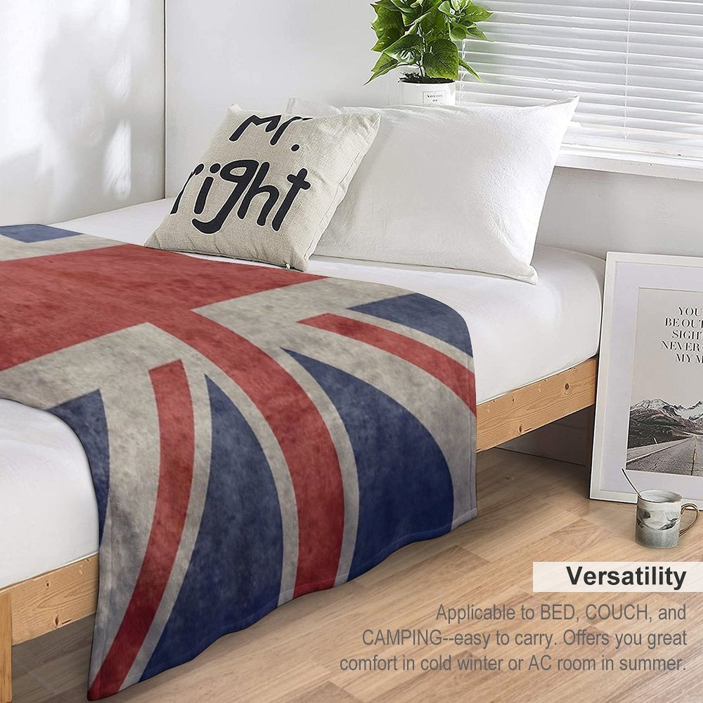 Union Jack Throw Blanket - Warm Winter Blanket with UK Flag Throw Blanket