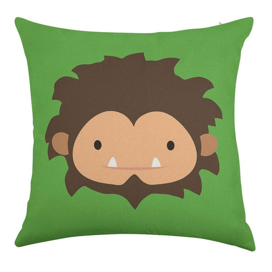 Sneaky Sasquatch Big Head Linen Throw Pillow Cover