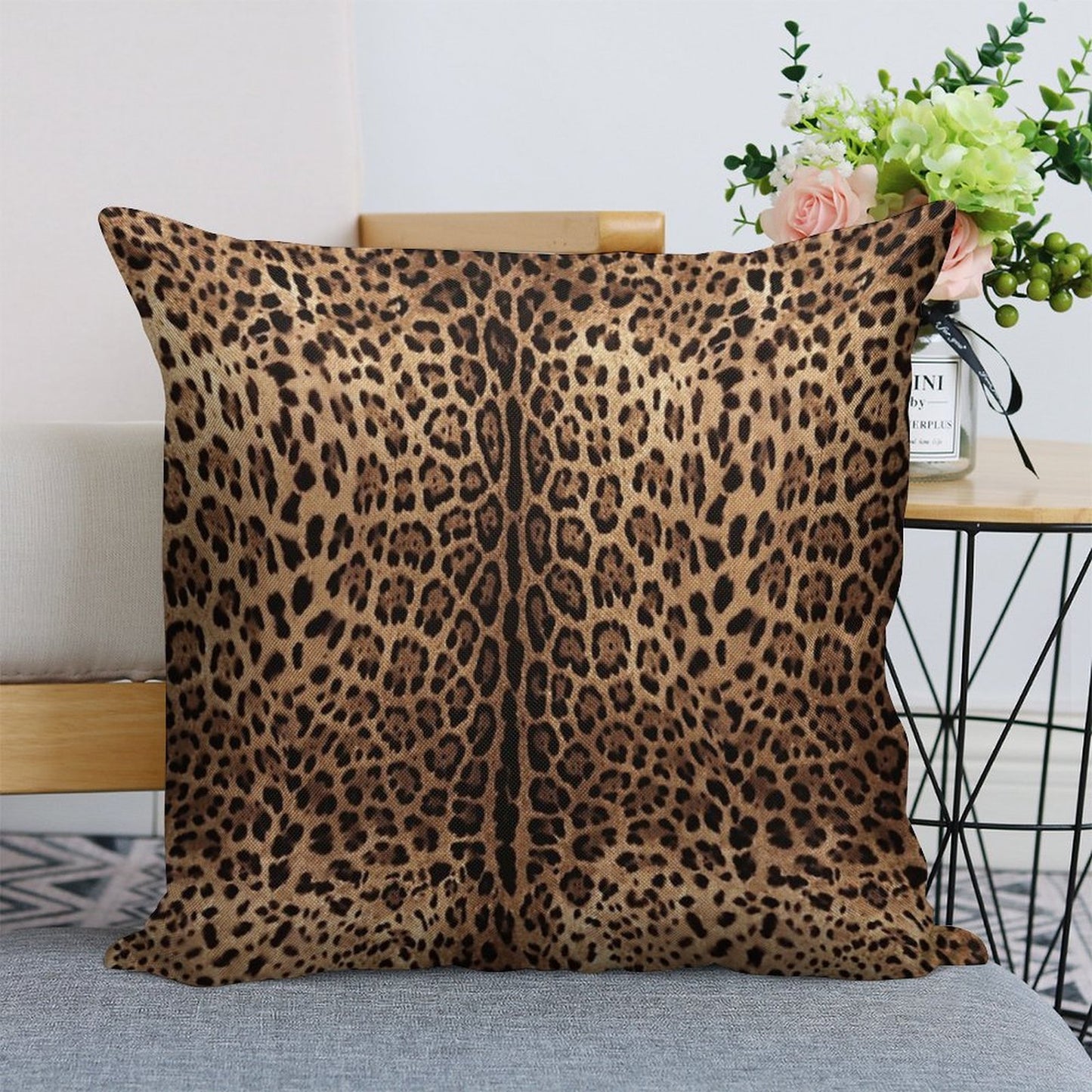 Leopard Print Skin Linen Throw Pillow Cover