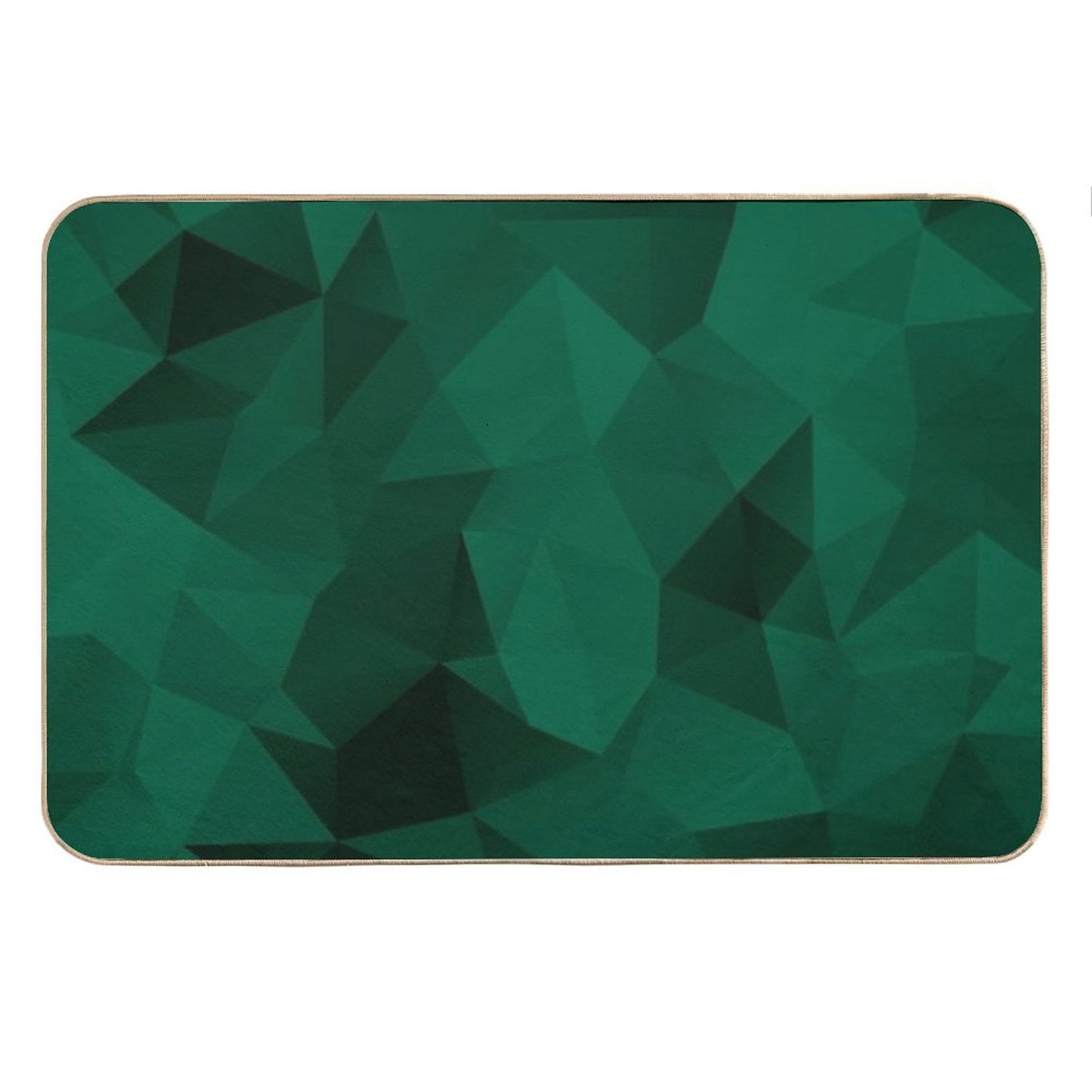 Polygonal Emerald Green Geometric Pattern Bath Mat