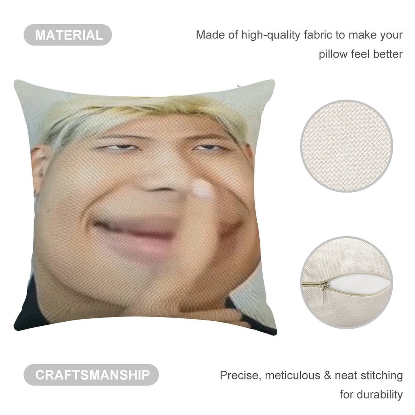 Namjoon Meme Linen Throw Pillow Cover