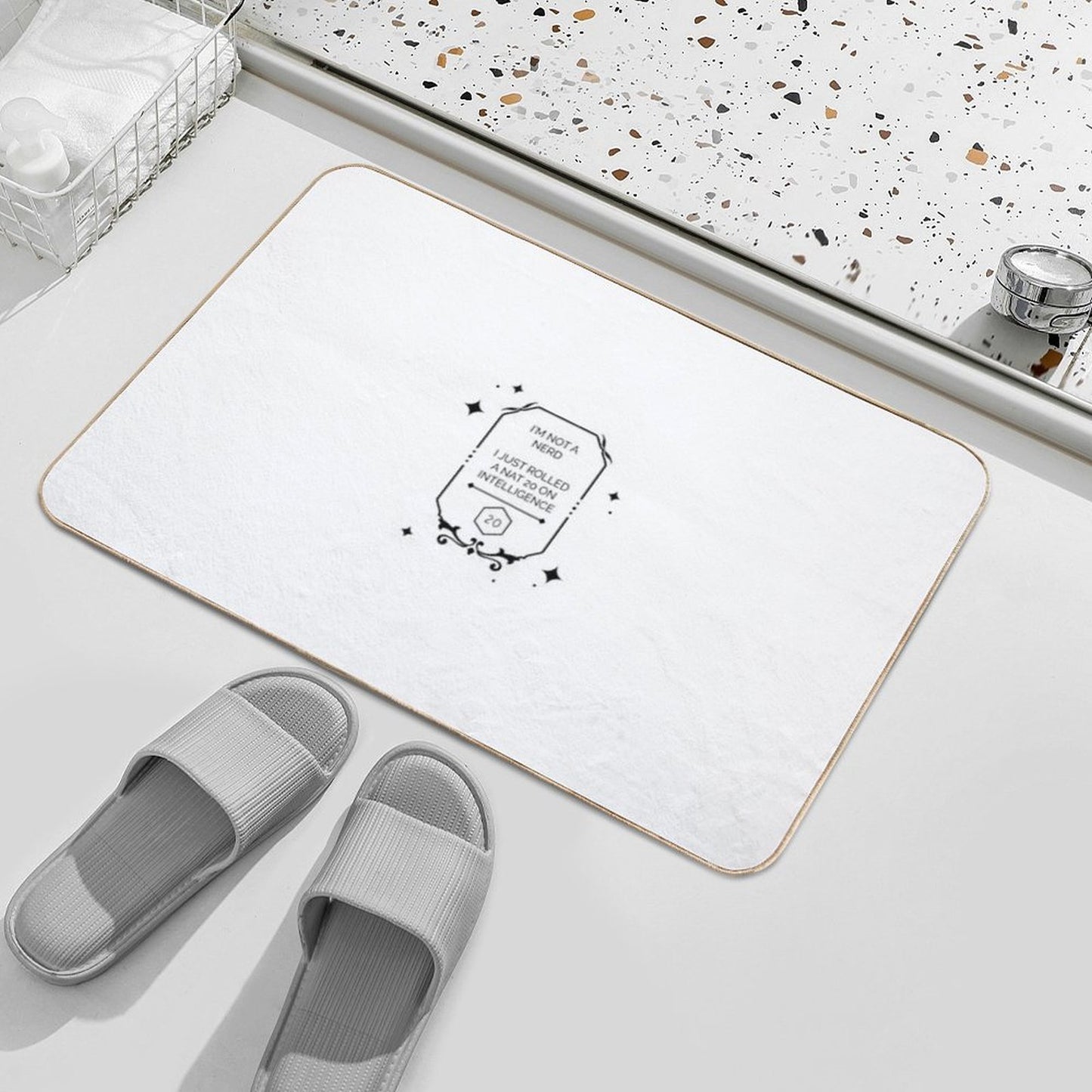 Dnd Intelligence Roll D20 Stain-Proof Bath Mat