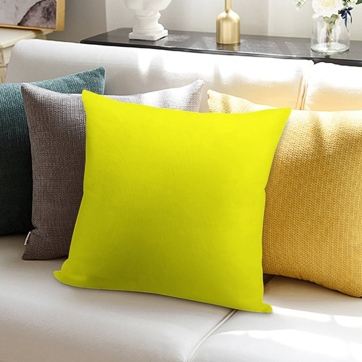 Neon  Fluorescent Yellow Neon Yellow Soft Decorative Cover Throw Pillow