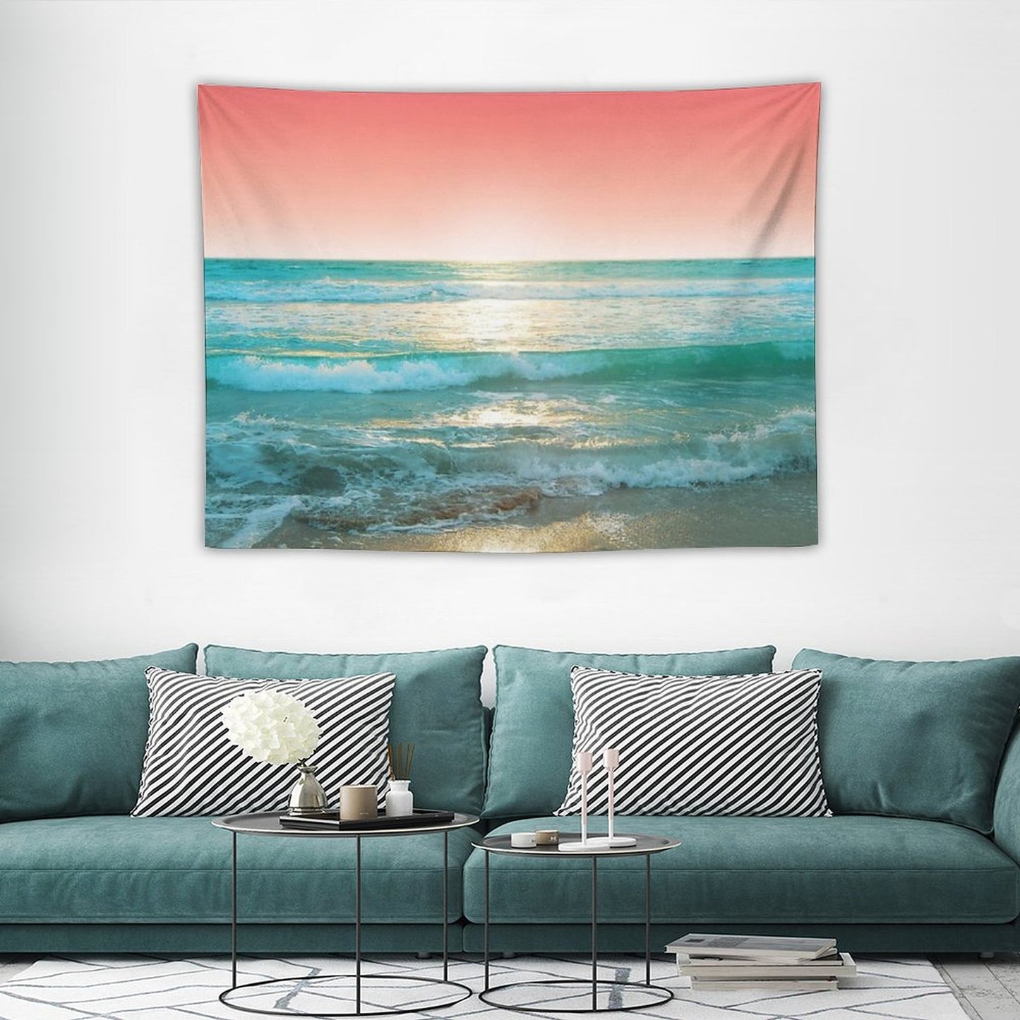 Aqua And Coral, 1 Tapestry