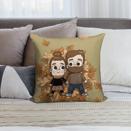 Fall Phone Home - Pibubear Soft Shrink-Resistant Throw Pillow