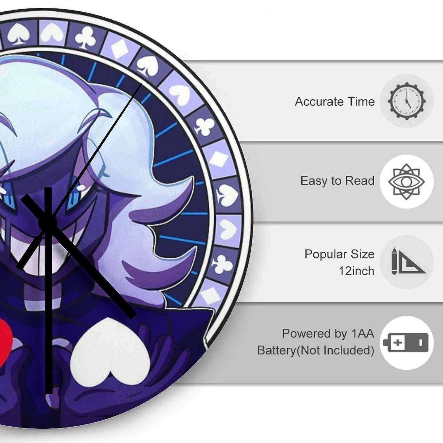 DELTARUNE -Roulx Kaard Minimalist Wall Clock