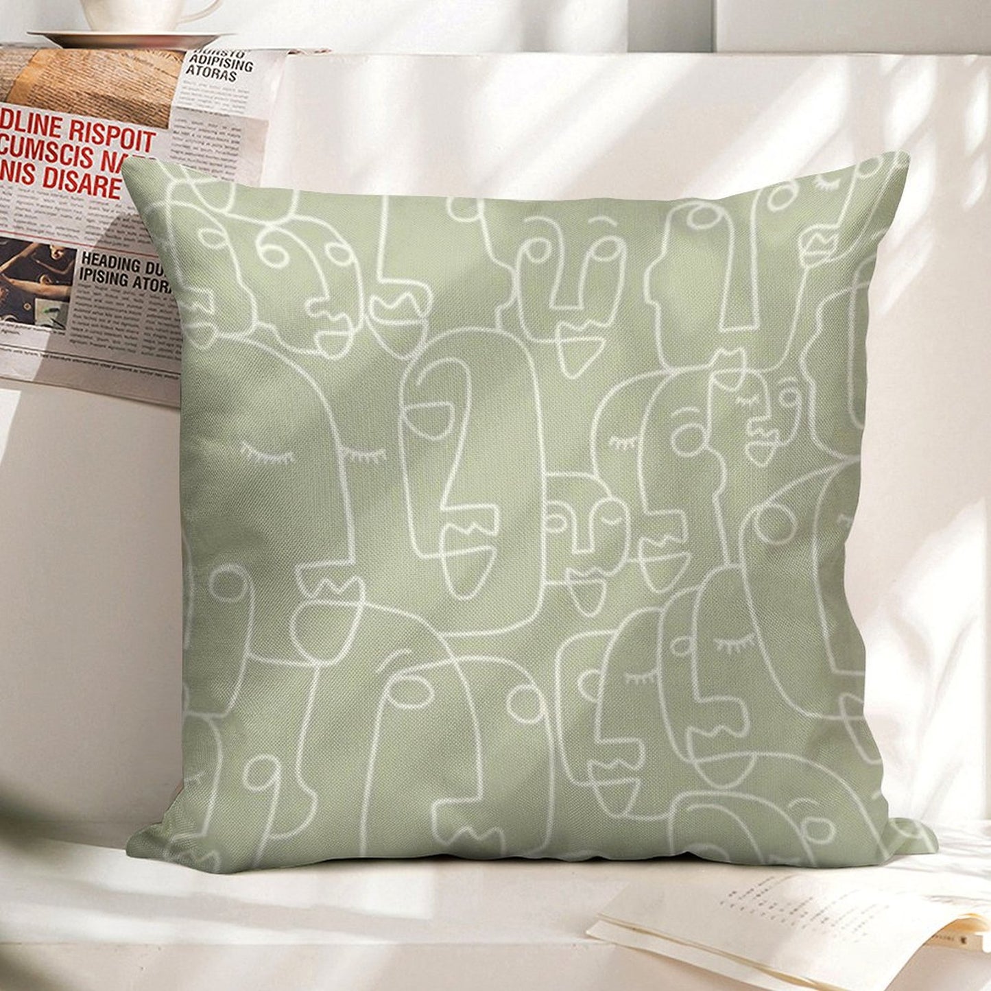 Sage Green Linen Throw Pillow Cover