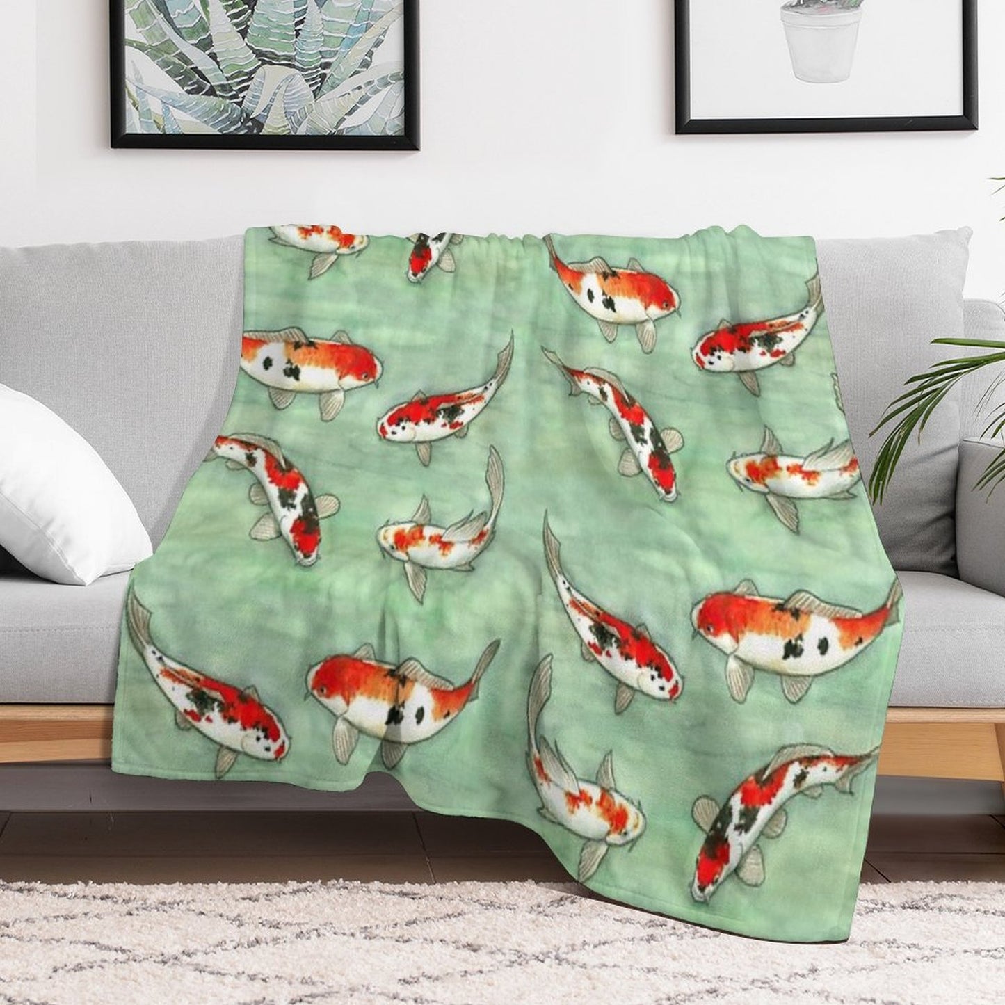 La Ronde Des Carpes Koi Throw Blanket