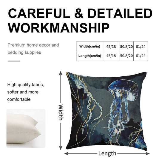 Metallic Ocean III Linen Throw Pillow Cover