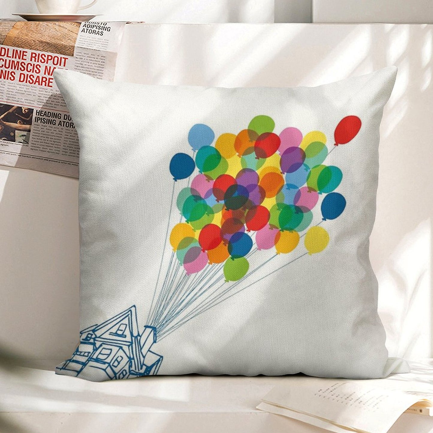 Up There - Up Linen Throw Pillow Cover
