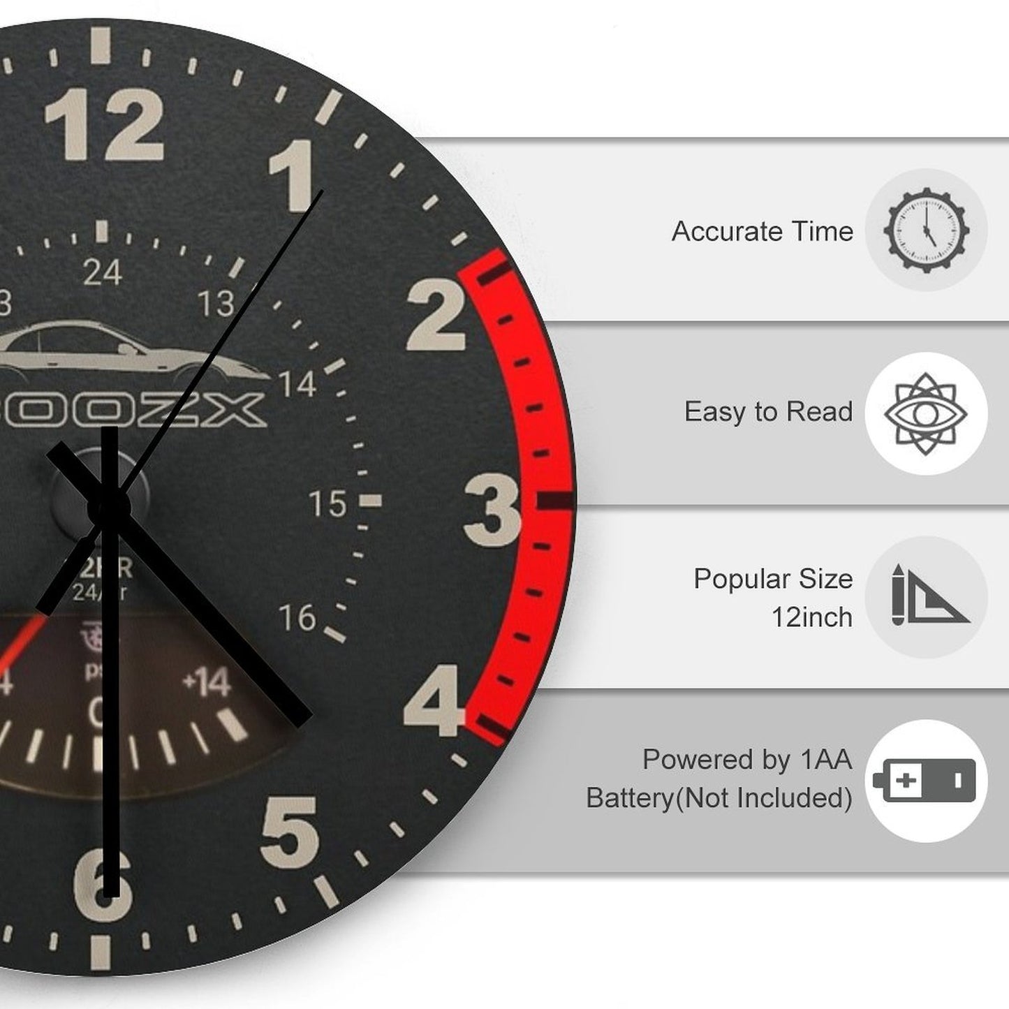 300zx Speedometer Tachometer Style Clock. (logo) V2 Wall Clock
