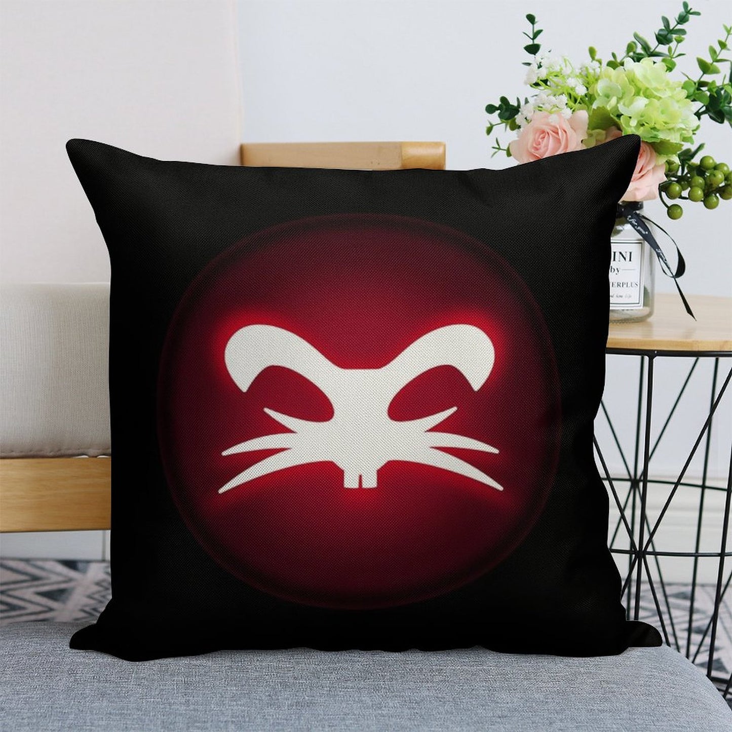 Right Click Esport — Bold Red Circle Logo Linen Throw Pillow Cover