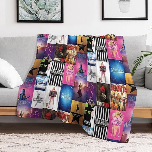 Musical Playbill Collage Throw Blanket