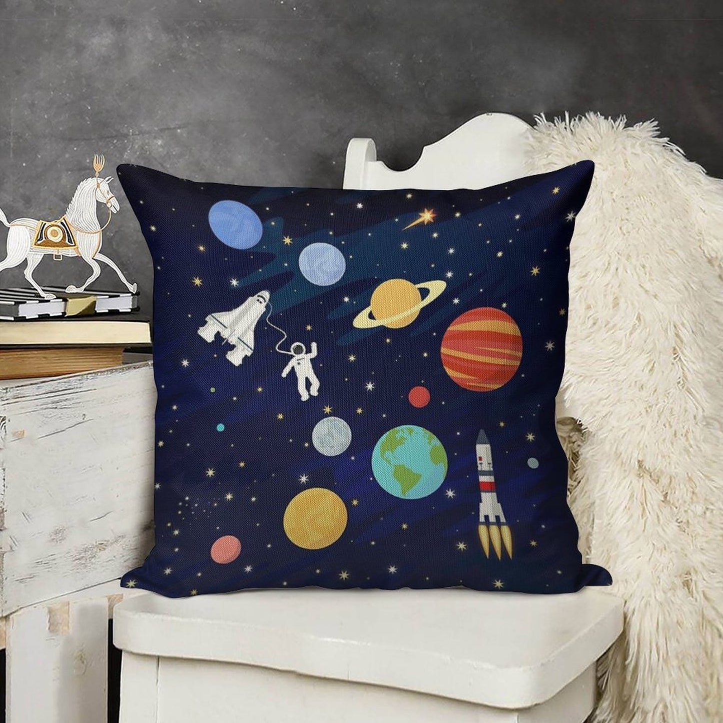 In Space Linen Throw Pillow Cover