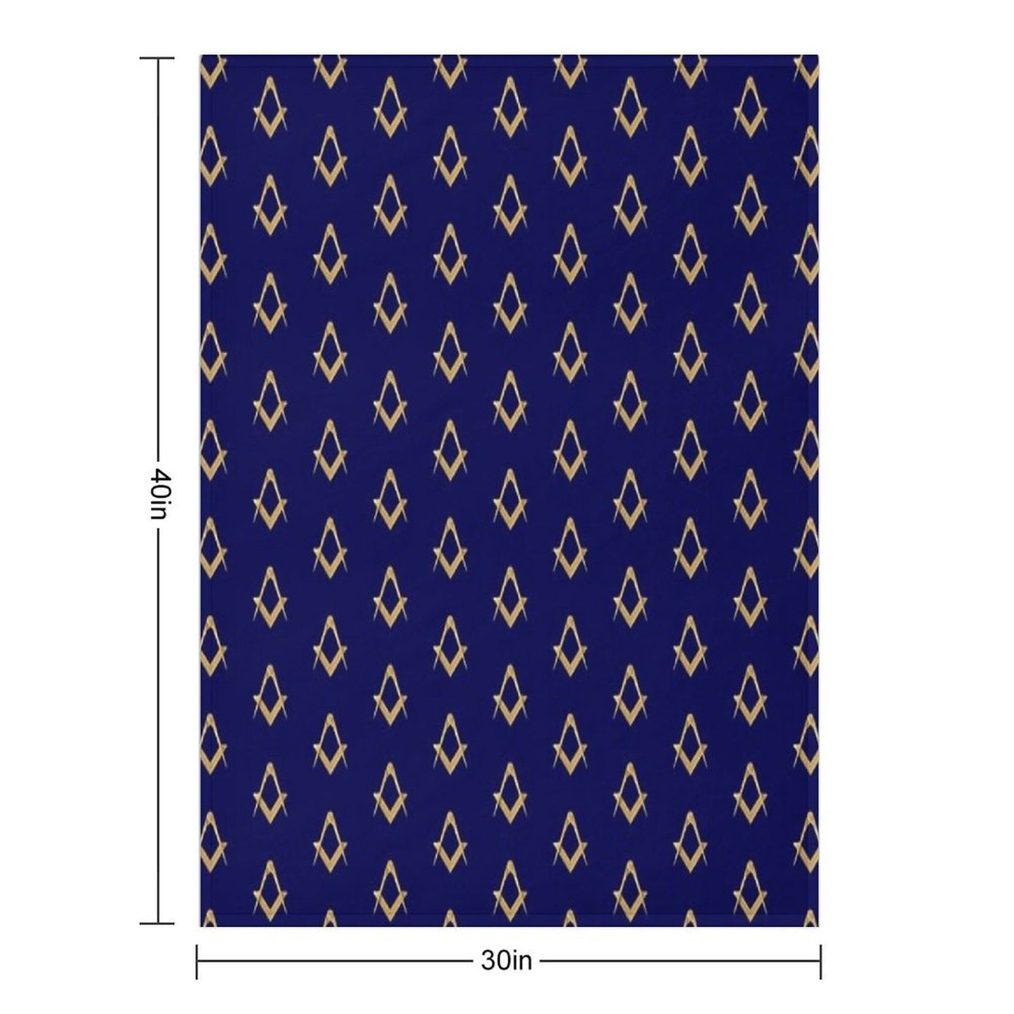 Freemason Pattern Gold Blue Square & Compass Masonic Throw Blanket