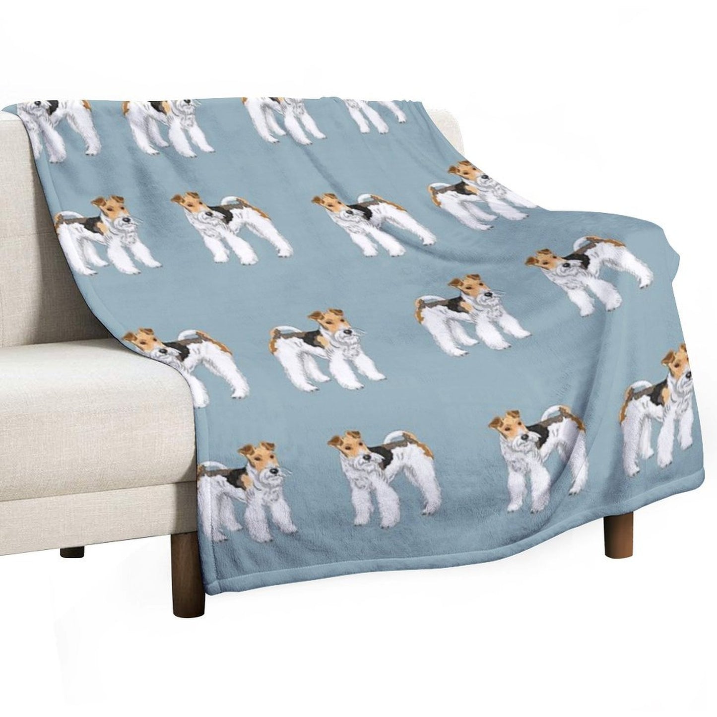 Retro Wire Haired Fox Terrier Design Throw Blanket
