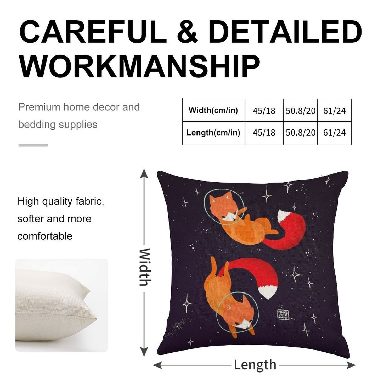 Space Foxes Linen Throw Pillow Cover